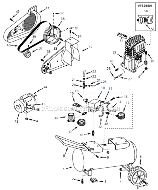 Page A Diagram and Parts List for VT618904 1997 Campbell Hausfeld Compressor